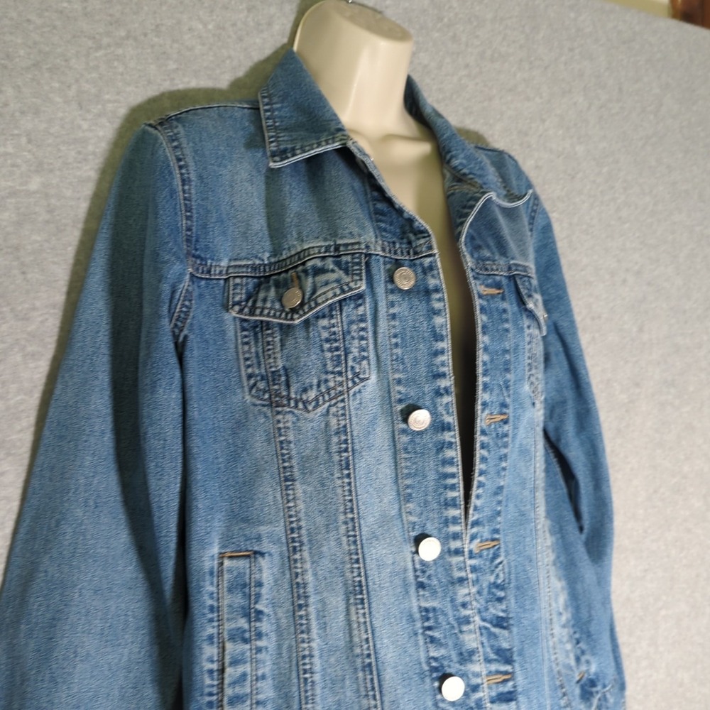 Marco Pecci Denim Jacket Womens 38 US 6 Blue Jean Trucker Denim Cotton Y2K Boxy - Picture 2 of 8